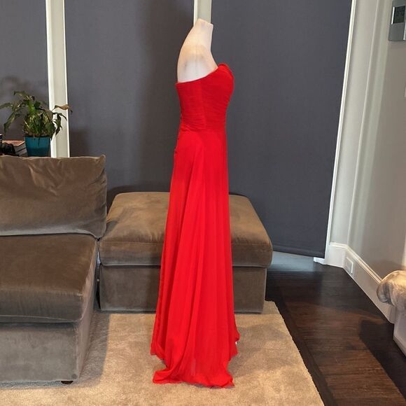 Women’s Full Length Red Chiffon Prom Party Dress Sweetheart Neckline Size 6 NWT - Picture 6 of 11